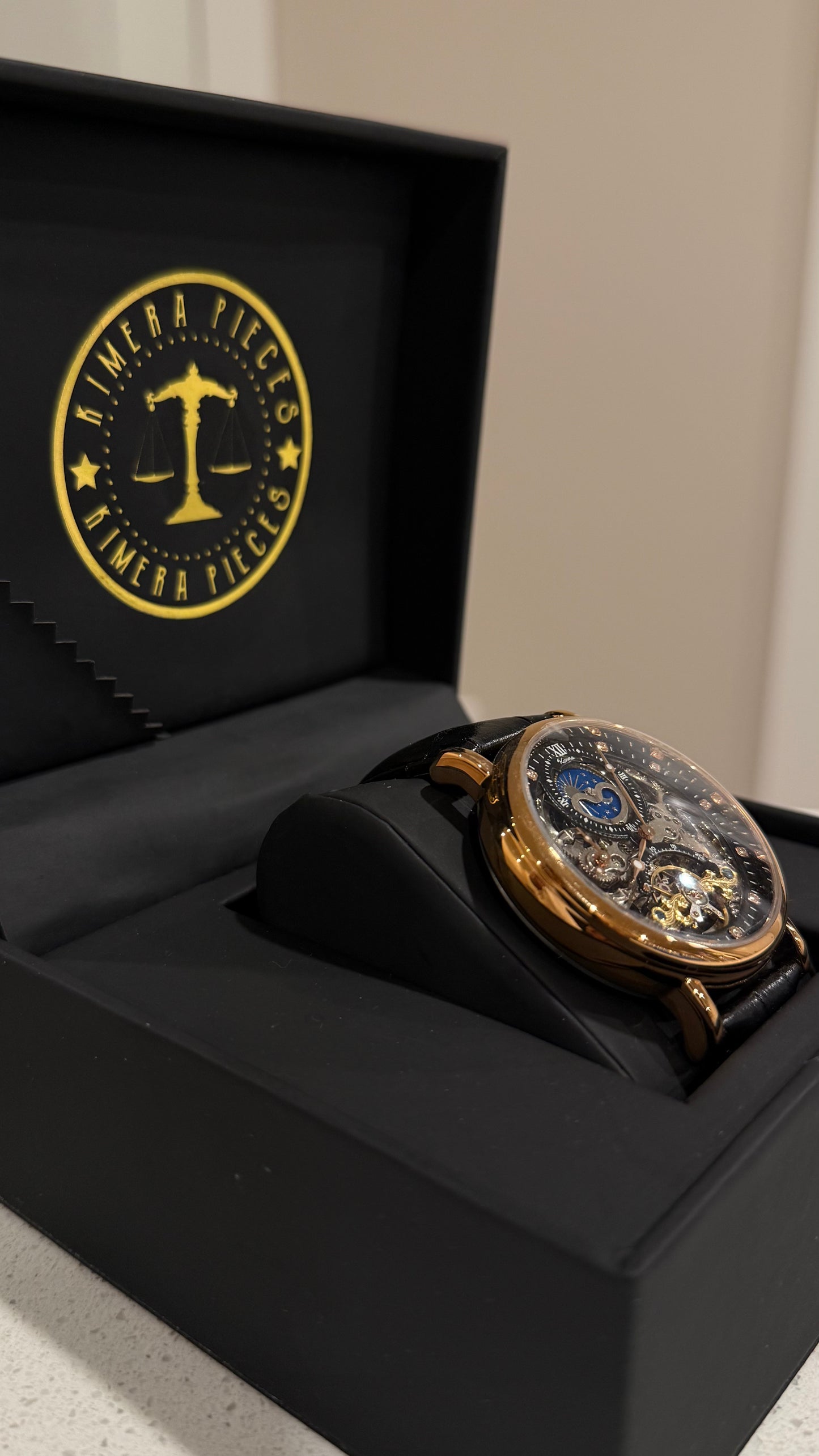 Eclipse Rose Gold Skeleton Moonphase Timepiece