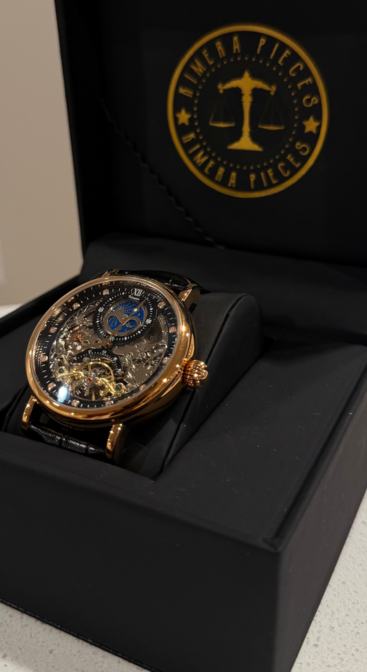 Eclipse Rose Gold Skeleton Moonphase Timepiece