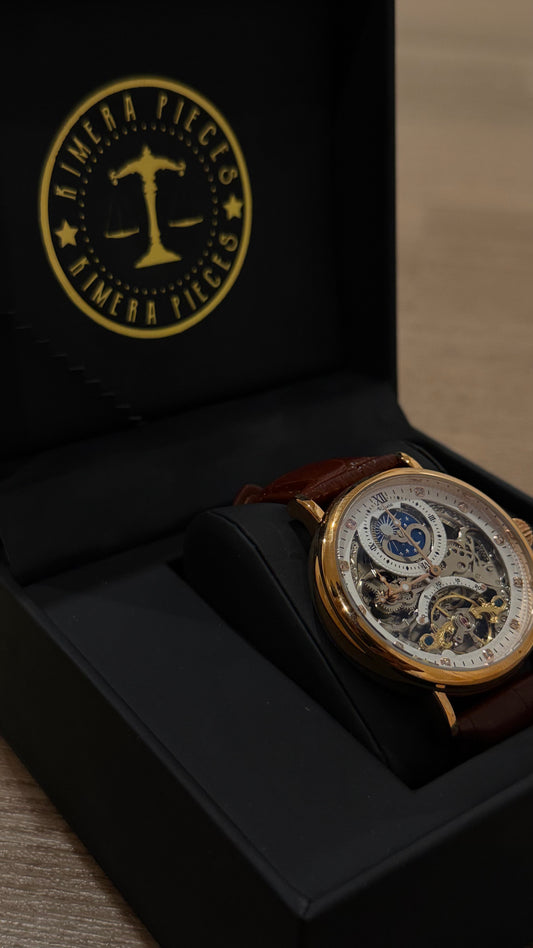 Morning Dawn Rose Gold Skeleton Moonphase Timepiece