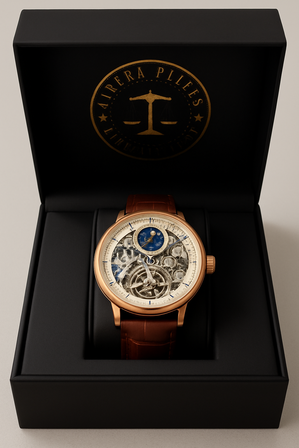 Morning Dawn Rose Gold Skeleton Moonphase Timepiece